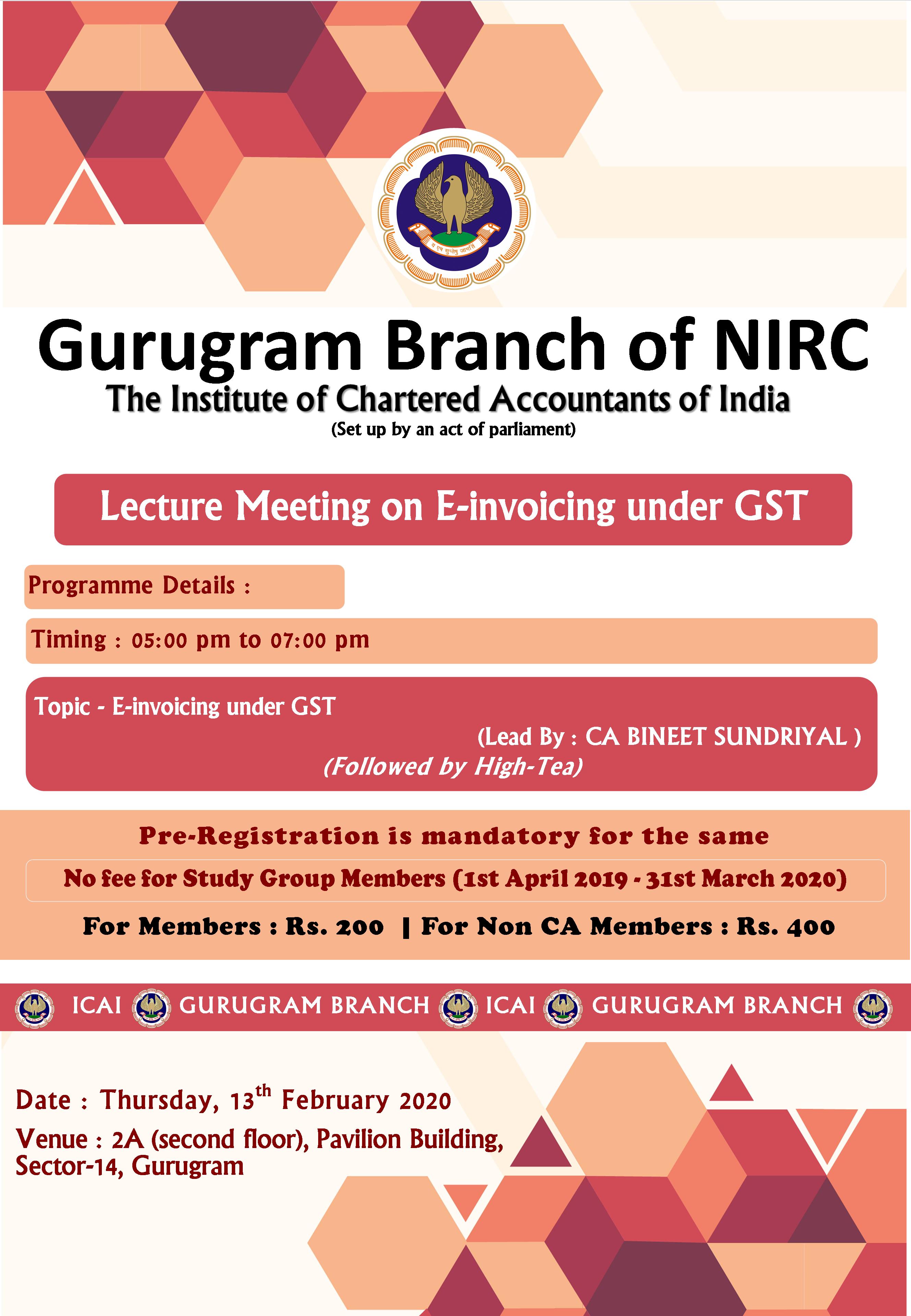 Lecture Meeting on E-invoicing under GST