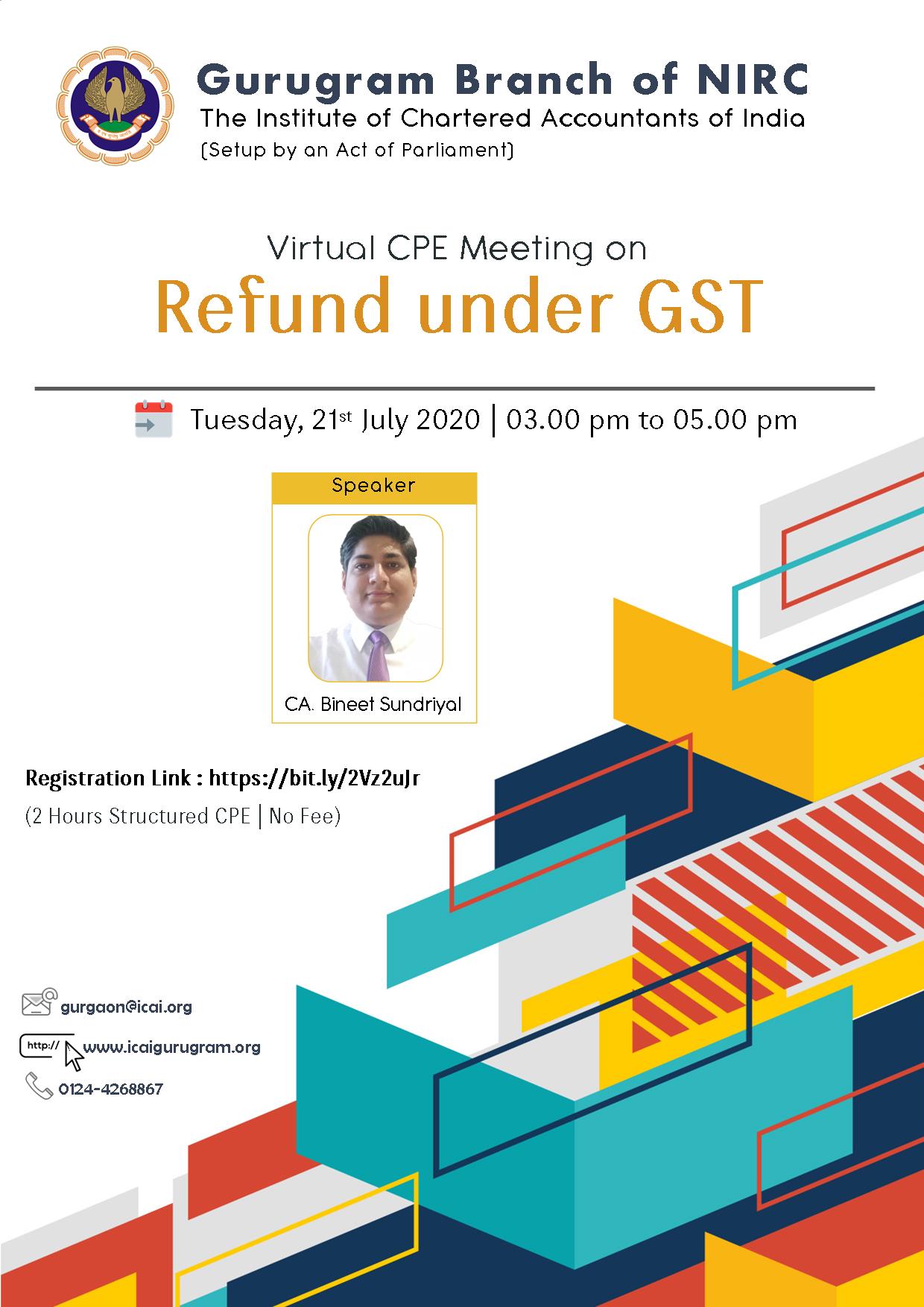 Virtual CPE Meeting on Refund under GST