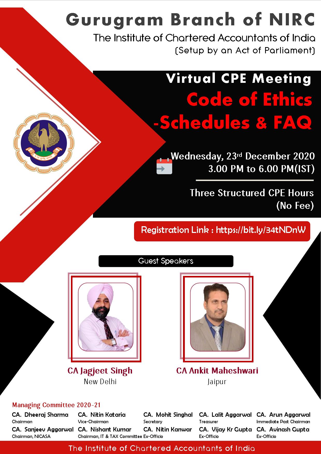 Virtual CPE Meeting on Code of Ethics-Schedules & FAQ