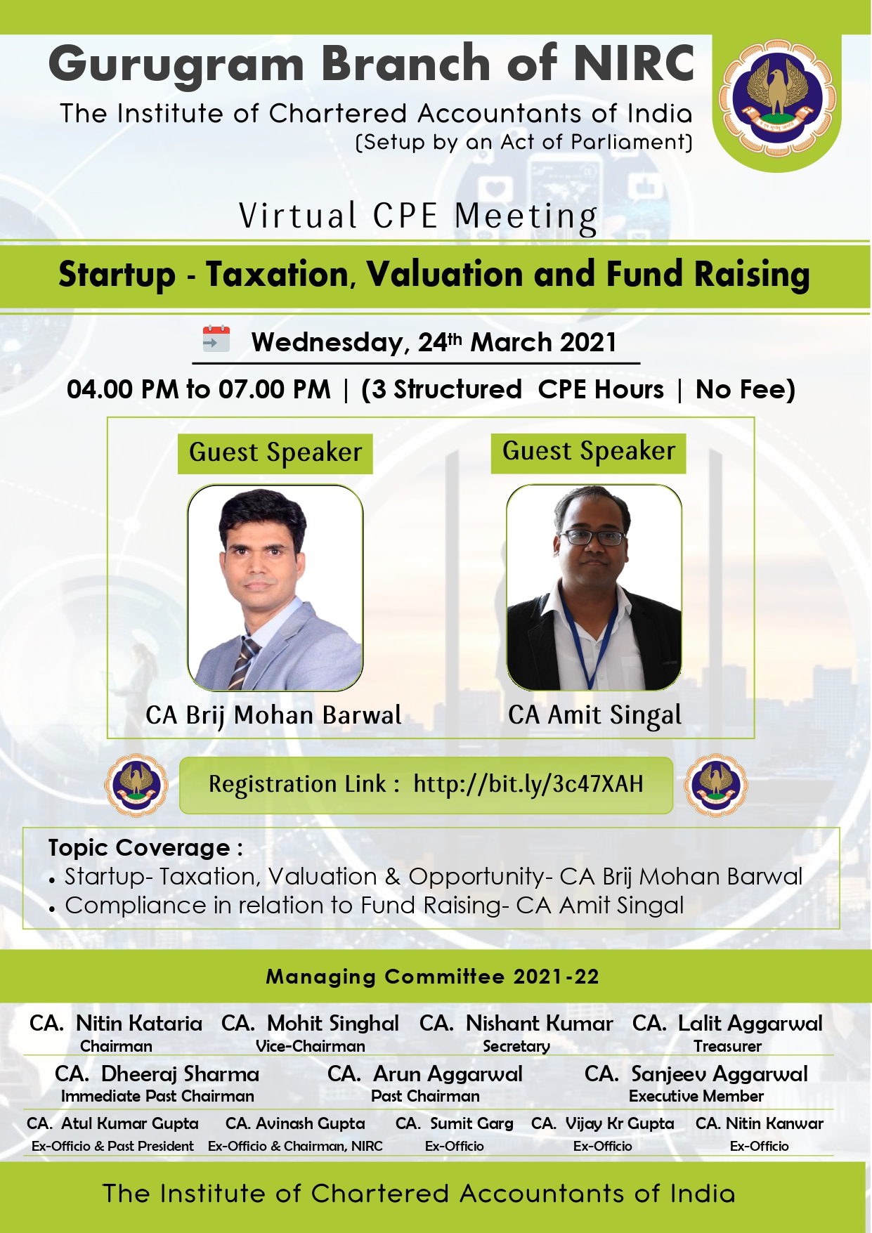 Virtual CPE Meeting on Startup - Taxation, Valuation and Fund Raising
