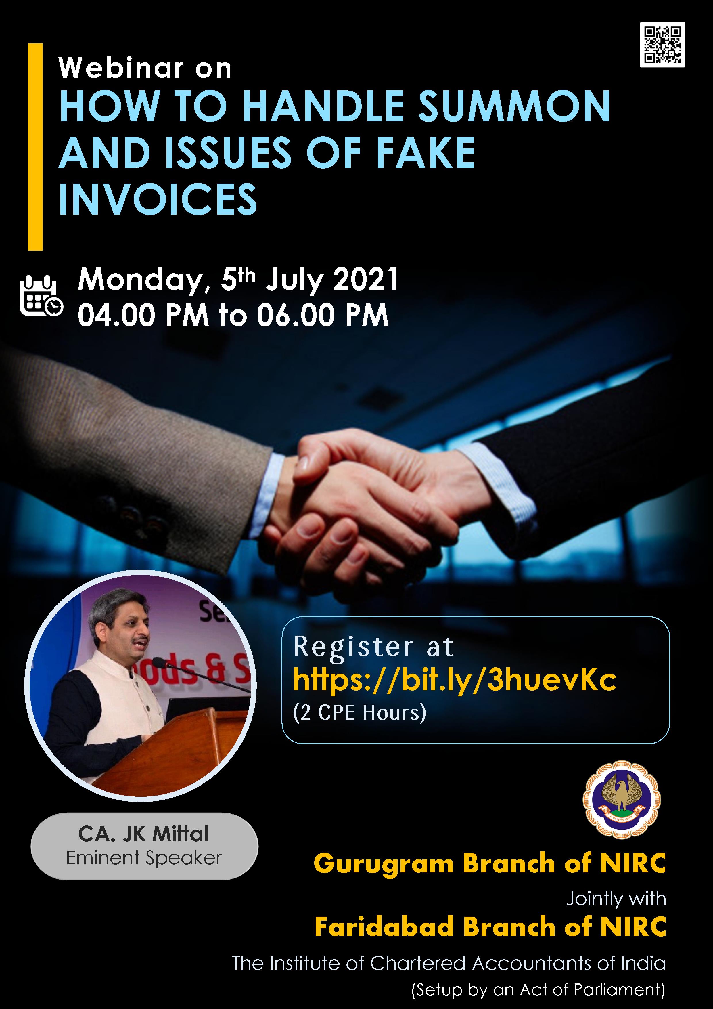 Webinar on HOW TO HANDLE SUMMON AND ISSUES OF FAKE INVOICES