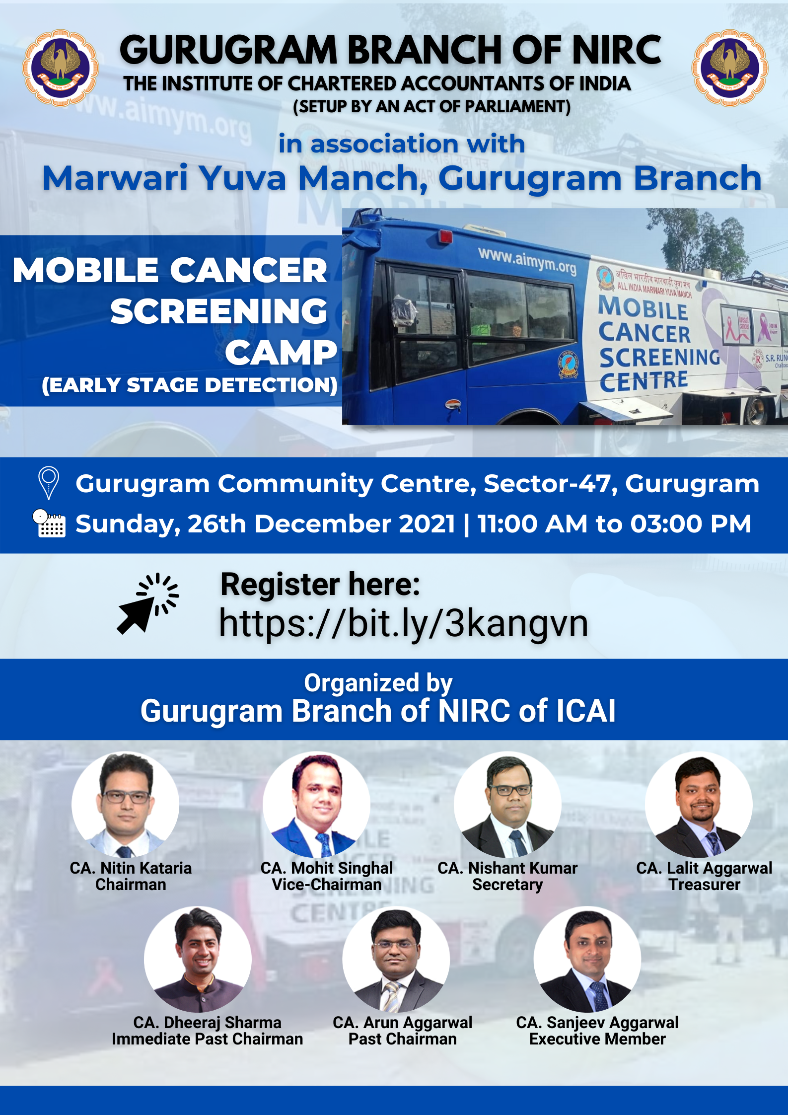 Mobile Cancer Screening Camp, Complete Health Checkup and Blood Donation Camp