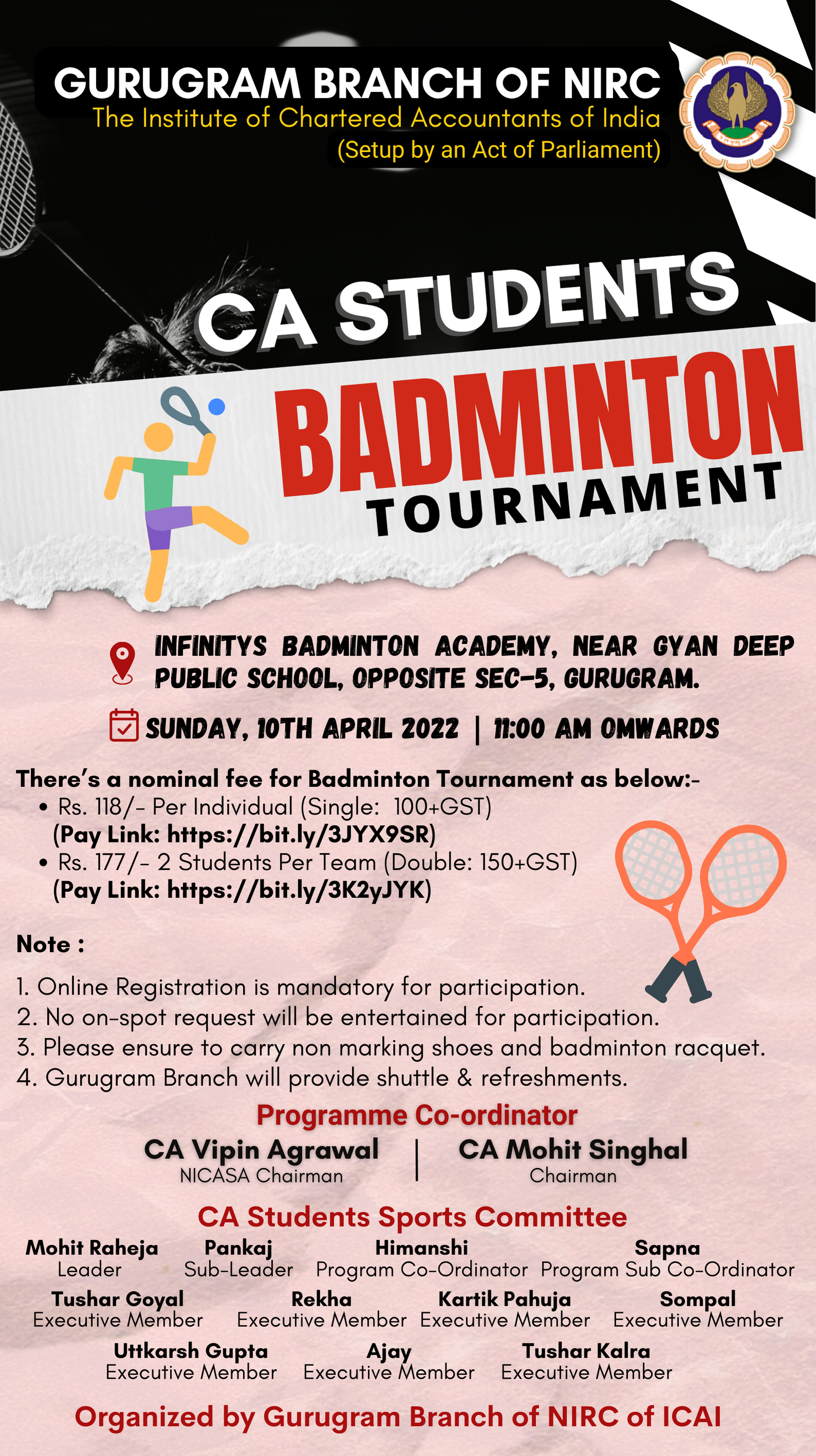 Badminton Tournament for CA Students