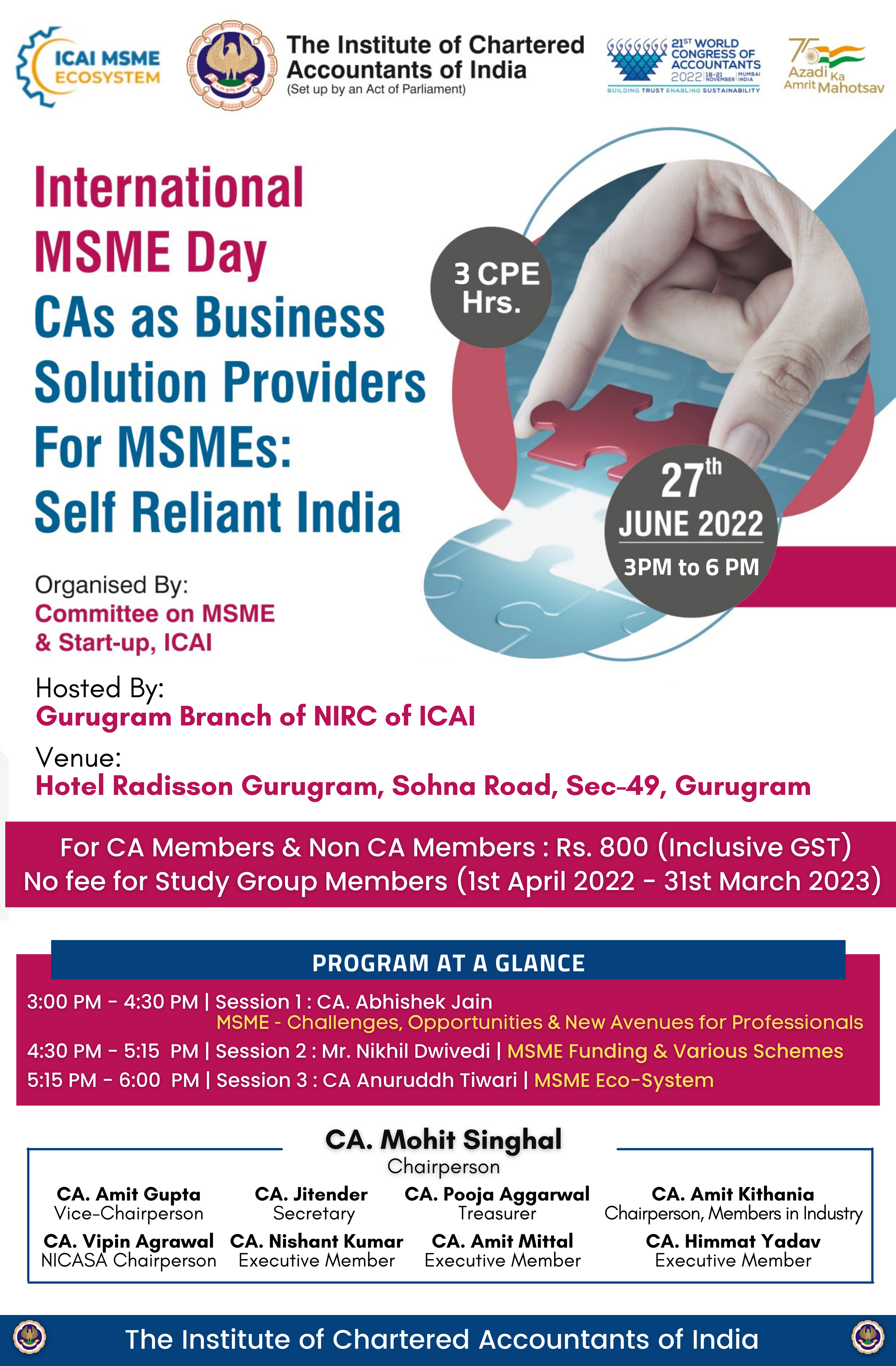Physical Seminar on CAs as Business Solution Providers for MSMEs: Self Reliant India
