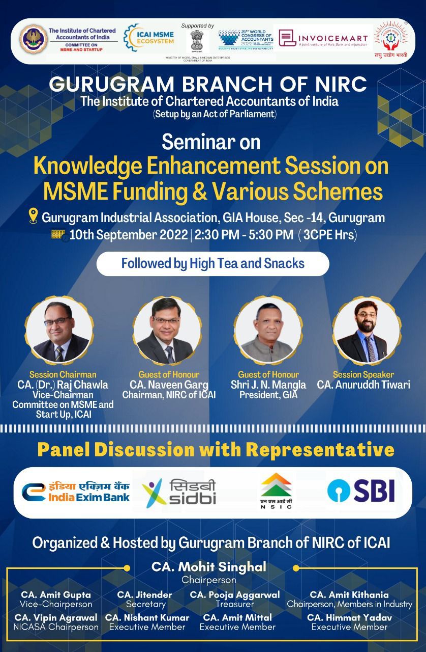 Physical Seminar on Knowledge Enhancement Session on MSME Funding & Various Schemes