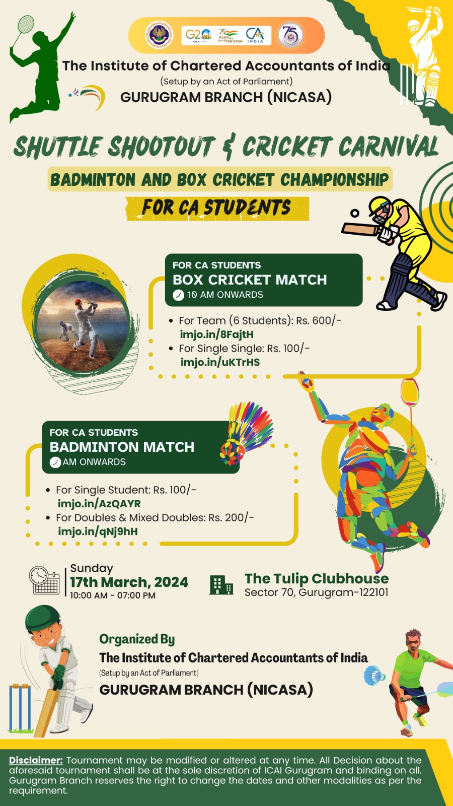 Shuttle Shootout & Cricket Carnival: Badminton and Box Cricket Championship