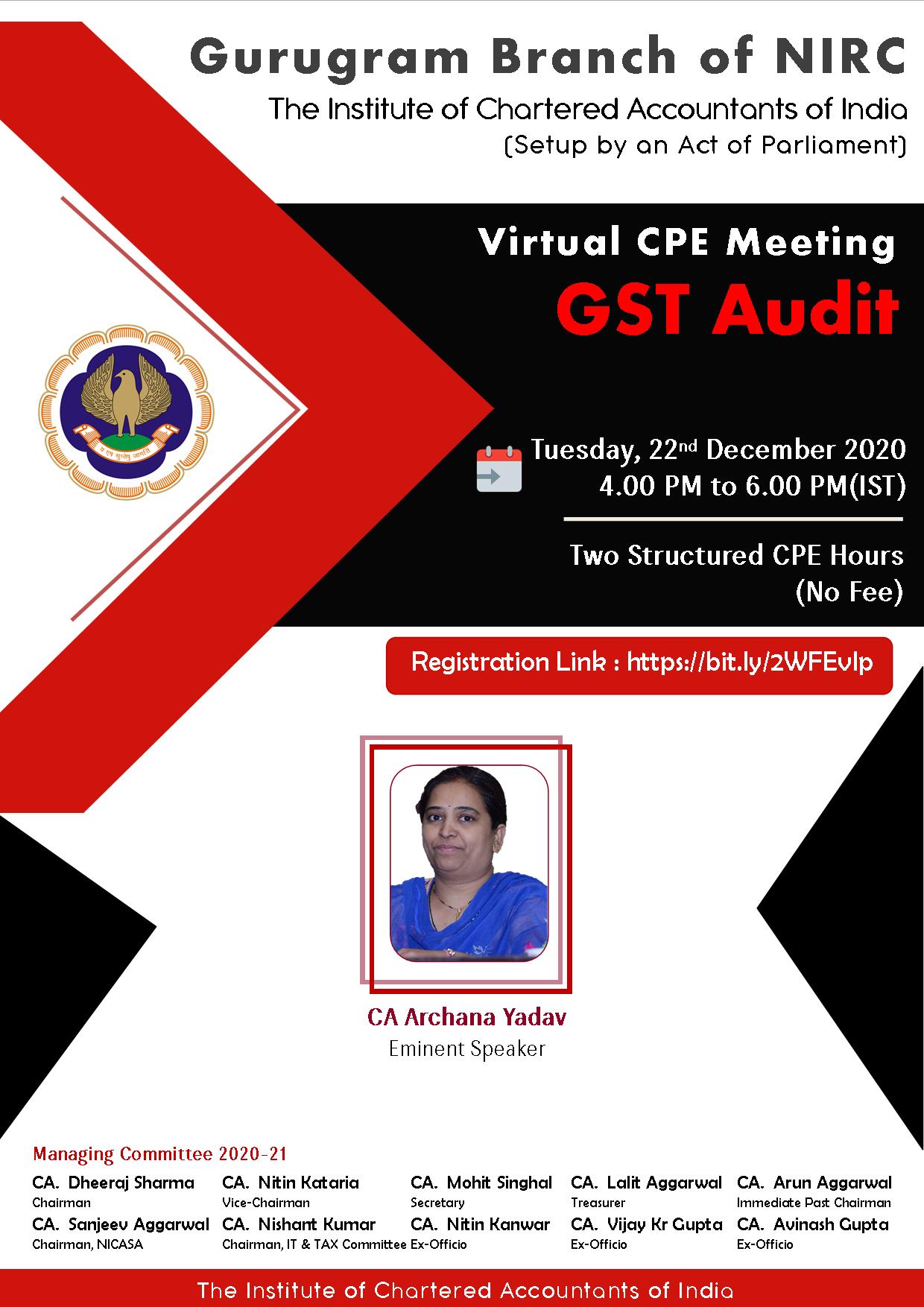 Virtual CPE Meeting on GST Audit