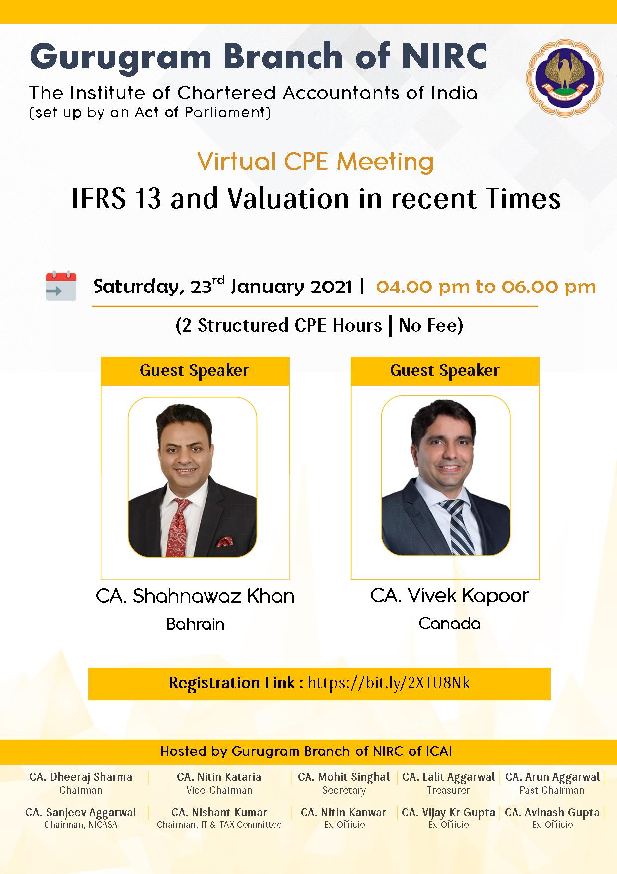 Virtual CPE Meeting on IFRS 13 and Valuation in recent Times