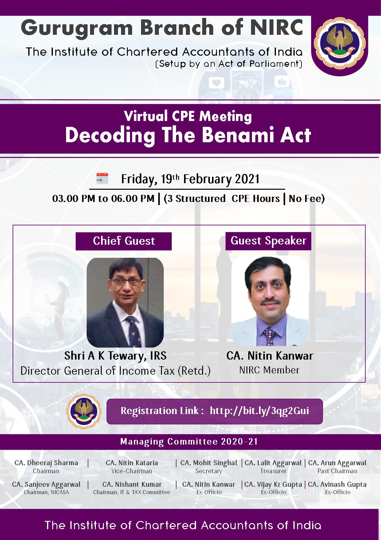 Virtual CPE Meeting on Decoding The Benami Act