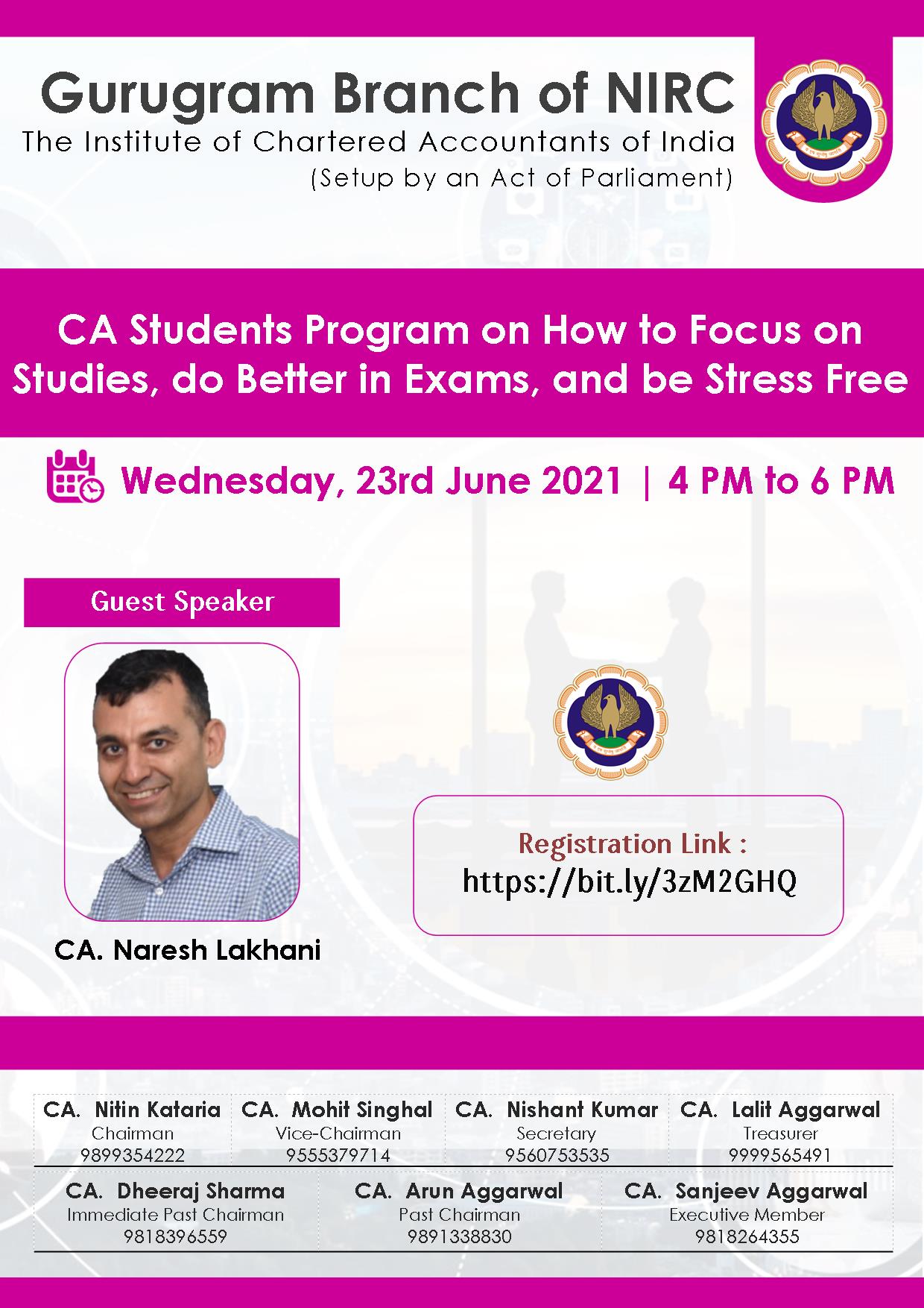 VCM on How to Focus on Studies, do Better in Exams, and be Stress Free for CA Students