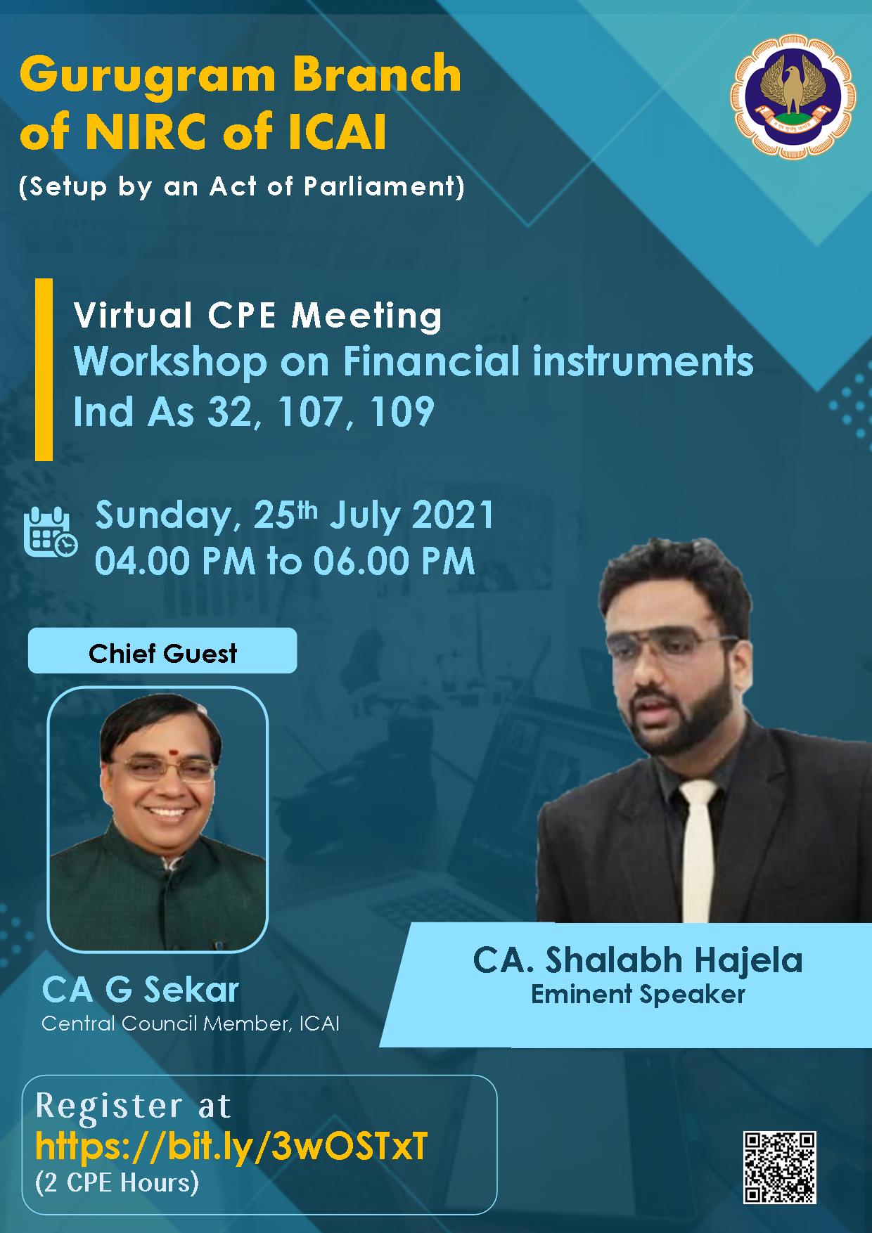 VCM on Workshop on Financial instruments. Ind As 32, 107, 109