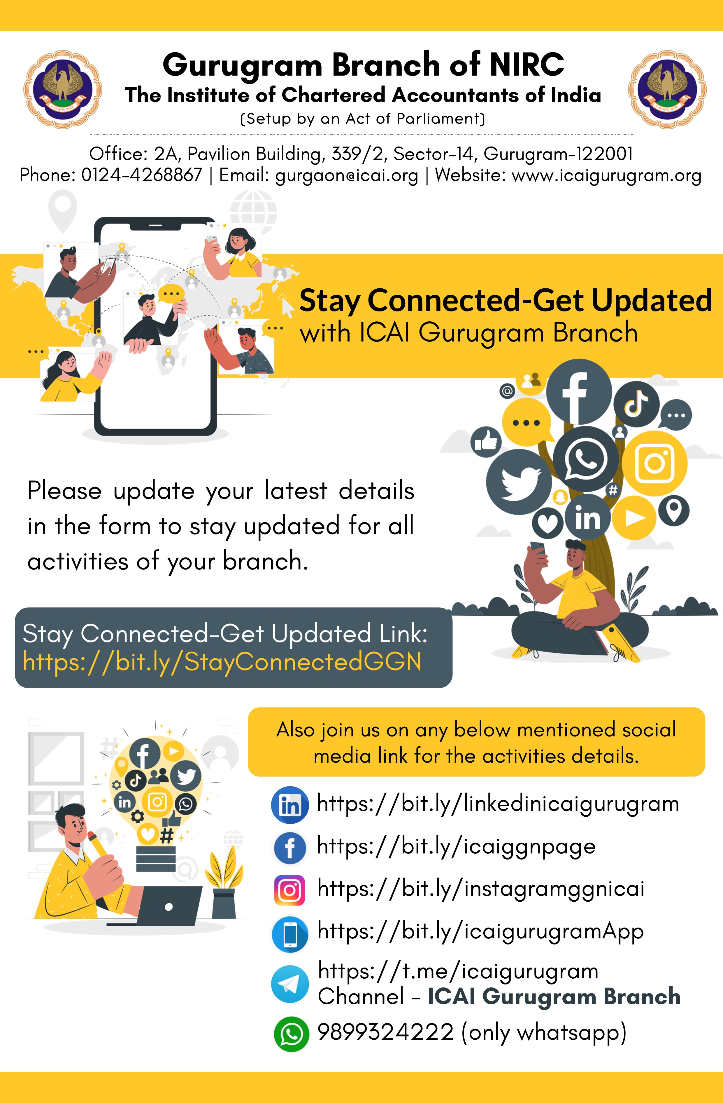 Stay Connected-Get Updated with ICAI Gurugram Branch