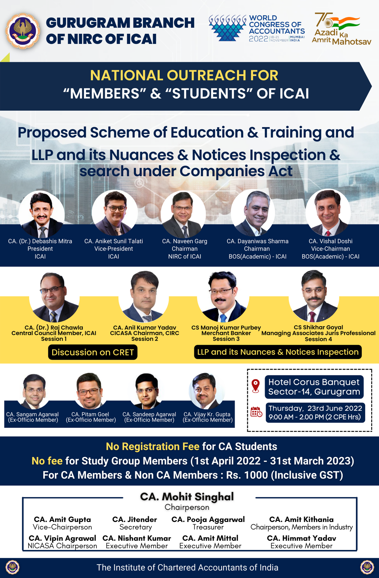 National Outreach for “Members” & “Students” of ICAI & Seminar on LLP and its Nuances & Notices Inspection & Search under Companies Act