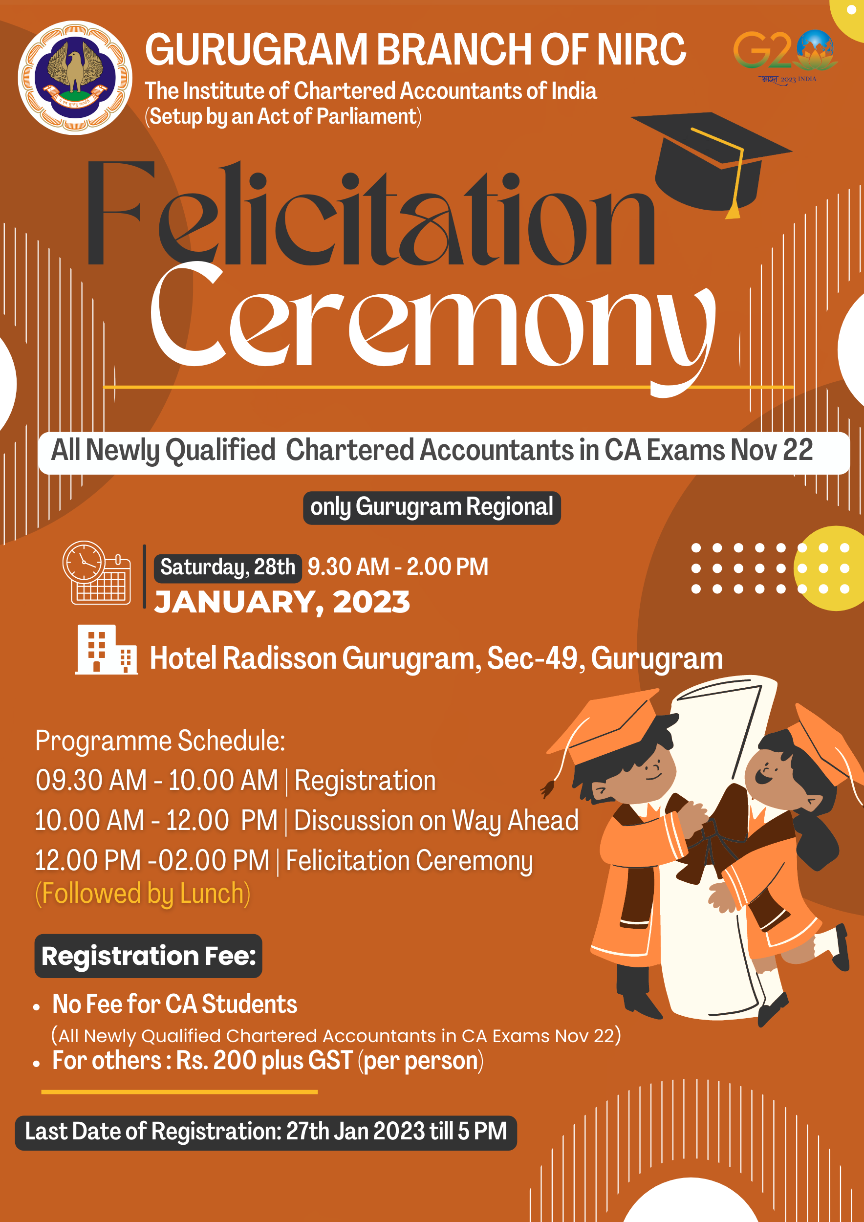 Felicitation Ceremony of All newly qualified Chartered Accountants in CA Exams November 2022
