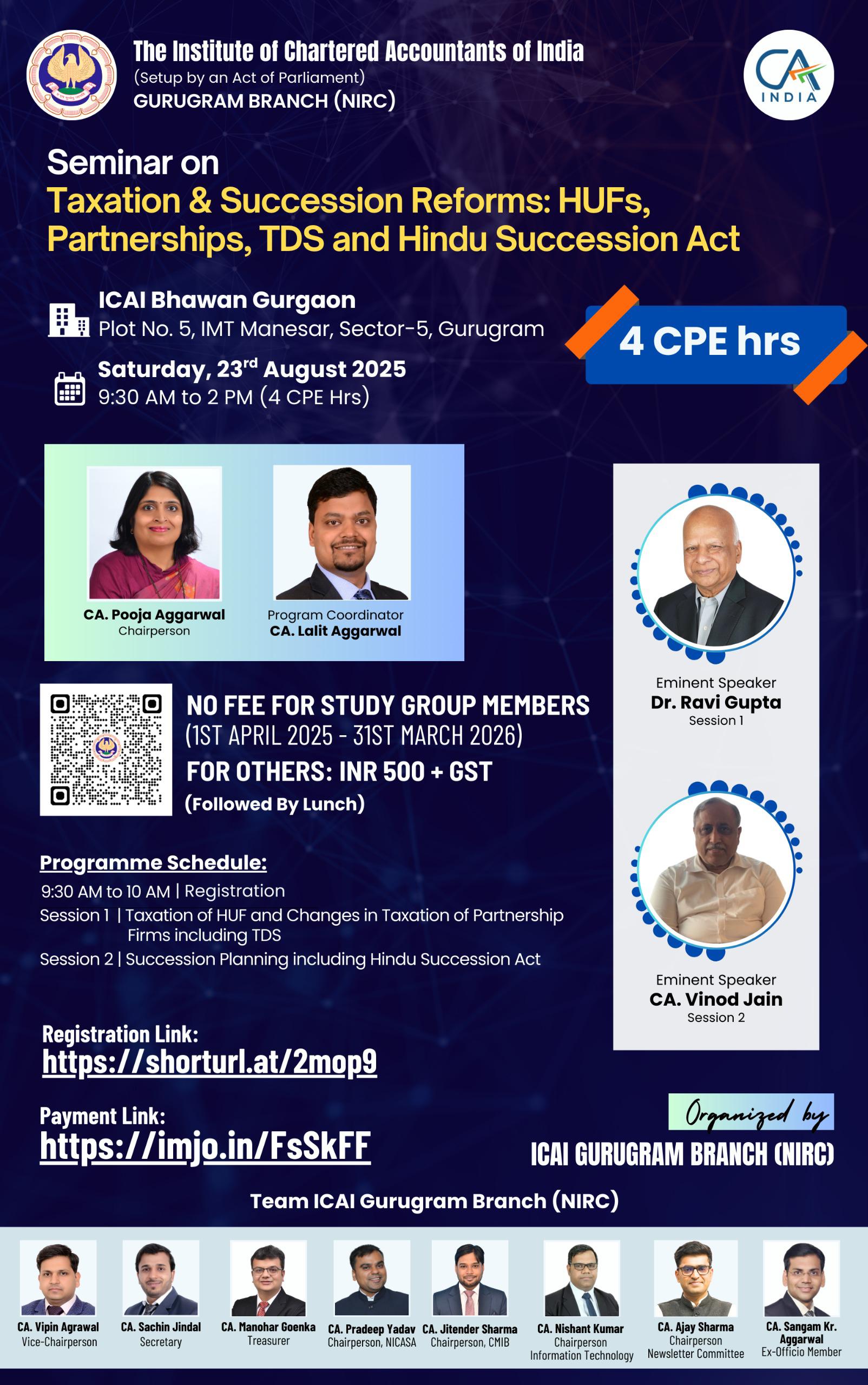 Seminar on Taxation & Succession Reforms: HUFs, Partnerships, TDS and Hindu Succession Act