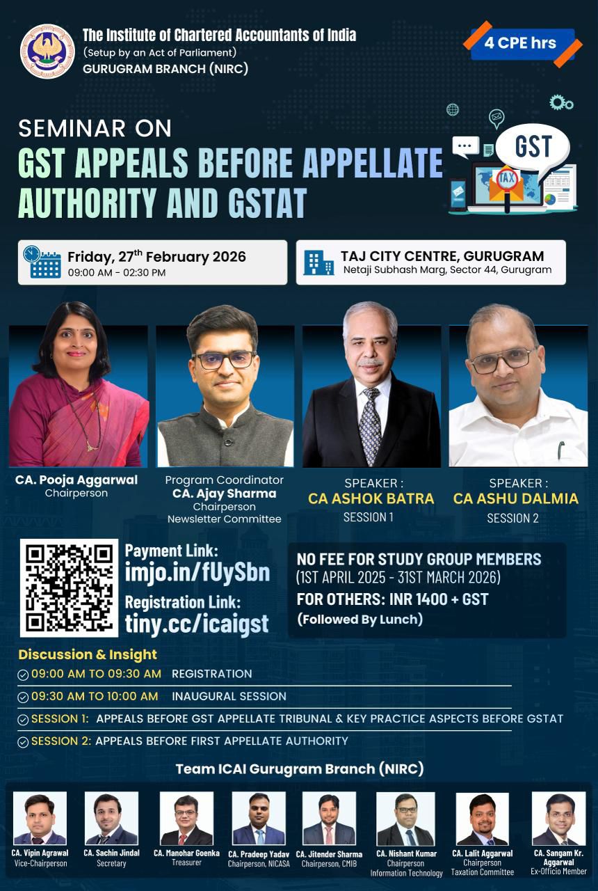 Seminar on GST Appeals before Appellate Authority and GSTAT