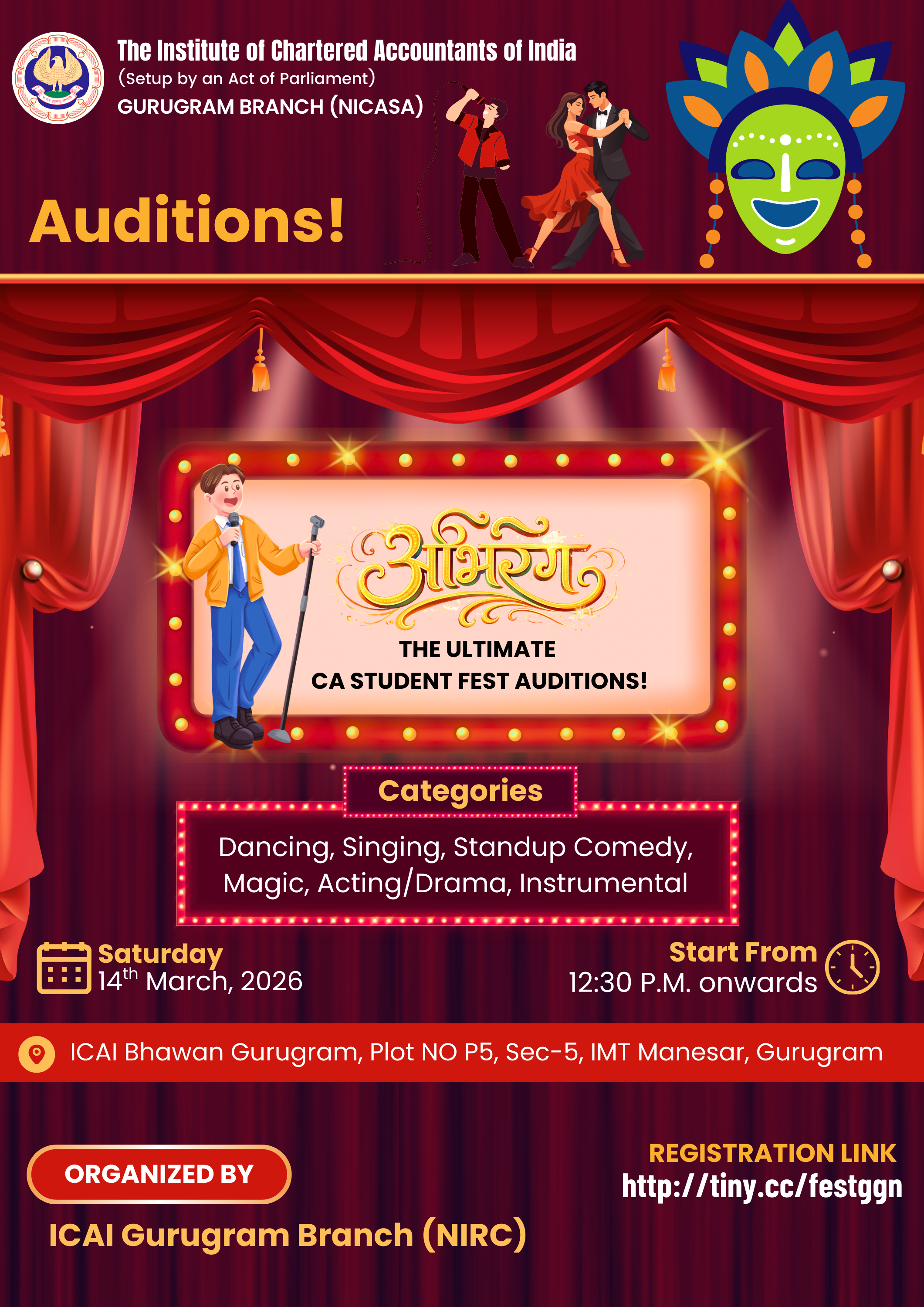 Auditions for Abhirang - the Ultimate CA Student Fest!