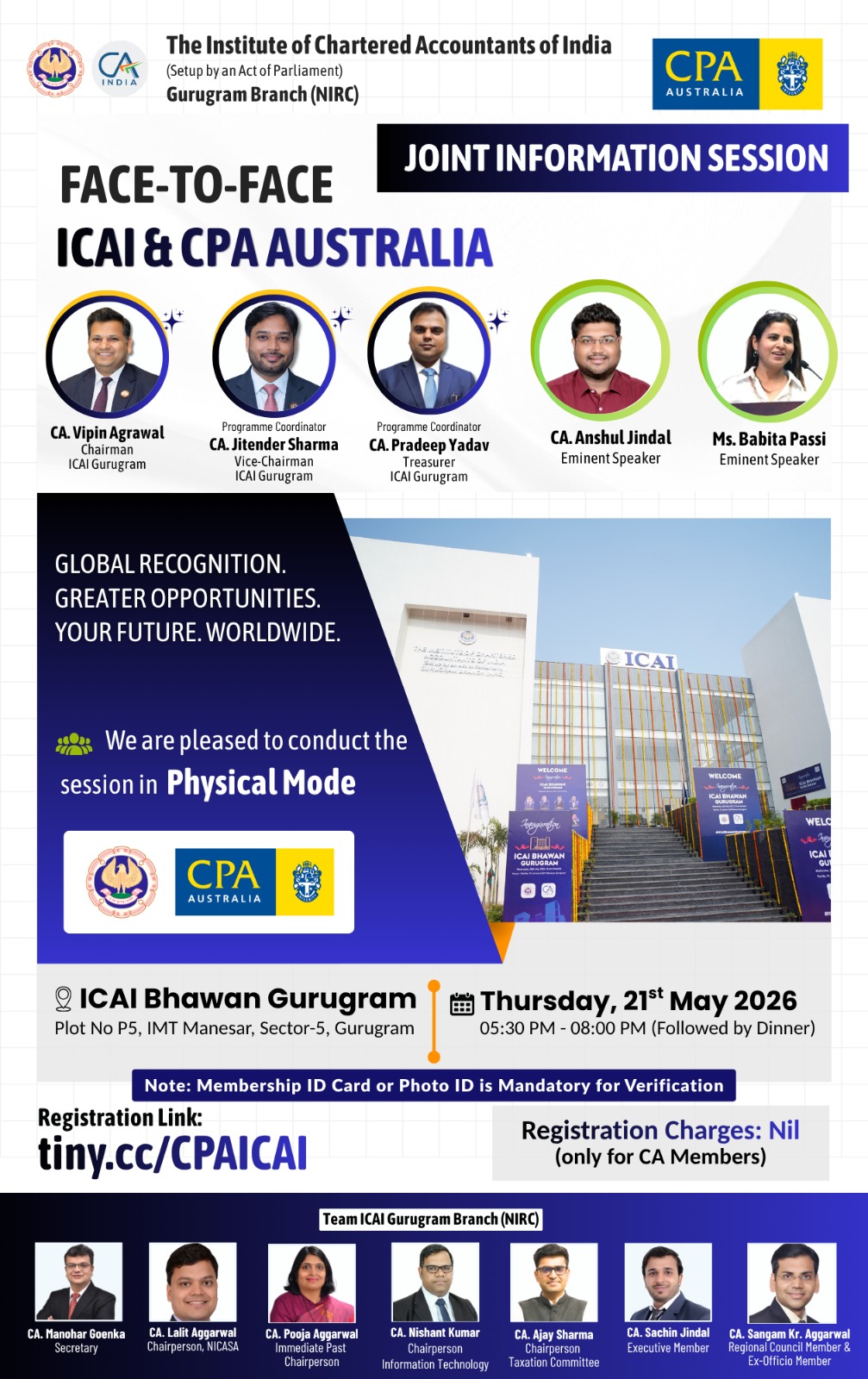 FACE-TO-FACE ICAI & CPA AUSTRALIA – Joint Information Session